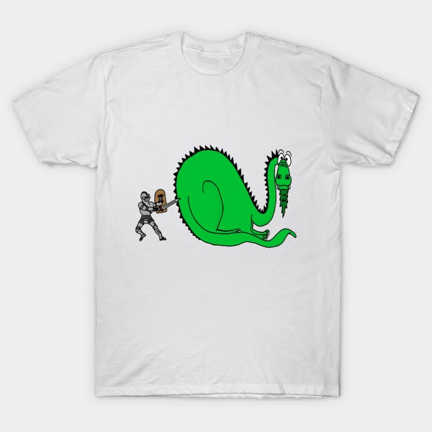 Funny Knight and Dragon T-Shirt by imphavok